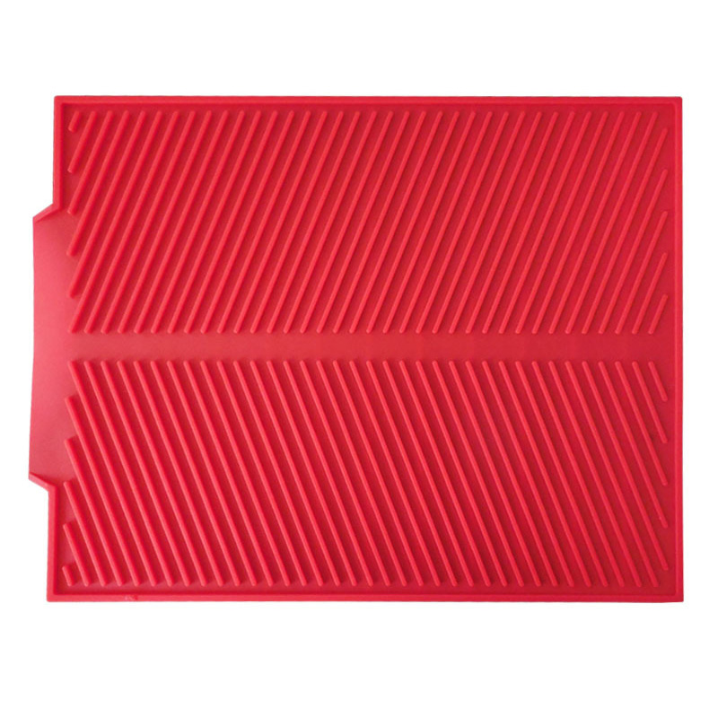 Silicone Drain Pad Drying Mat Pots Dish Drain Mat For Kitchen Tableware Non-slip Drain Mats Anti-scald Coaster Kitchen Utensils: Red / S(38X24.5CM)
