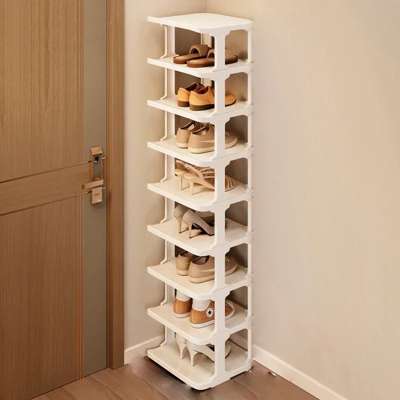 Zapatero de plástico multicapa, estantes de zapatos desmontables para el hogar, organizador de zapatos de gran capacidad, organizador de desorden para sala de estar: Castaño