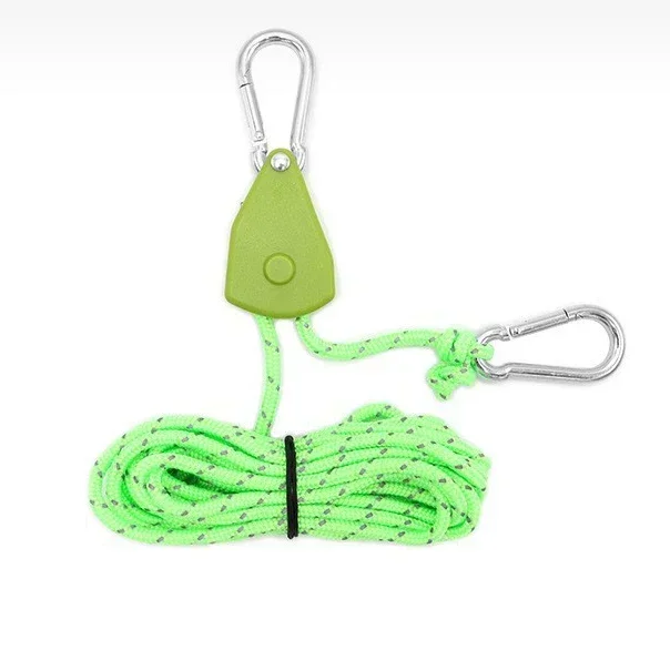4 Ropes Adjustable Ratchet Rope Straps with Buttons Suitable for Tents Sunshades Plant Lights Outdoor Camping and Hiking: green