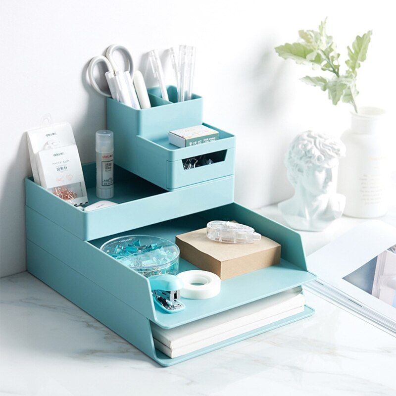 A4 Paper Organizer Document Plastic Case Office Table Desk Storage Superposition Filling File Box