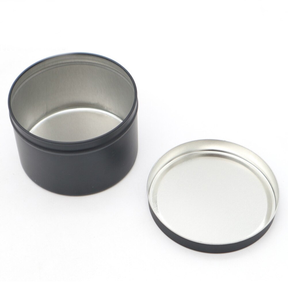 12pcs Multipurpose Container 4 Oz Storage Box Tinplate Accessories Party Favor Round DIY Empty Jar Salves Candle Tin With Lid: Black