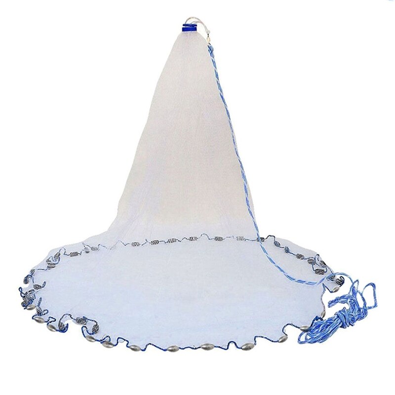 AD-10Ft 3Meter Fishing Net Bait Easy Throw Hand Cast Strong Nylon Mesh Sinker: Default Title