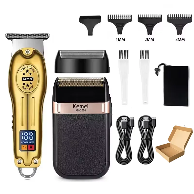 Kemei KM-2628 KM-678 KM Electric Hair Clippers Beard Clipper Rechargeable Men's Shaver Hair Trimmer Kit Men: SKY BLUE