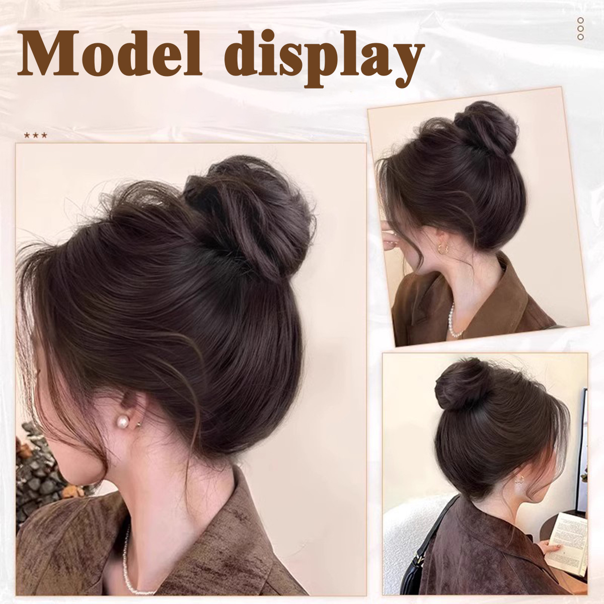 Syntetyczne doczepiane kocze z efektem potarganych włosów, mini kok z efektem upięcia w stylu pączek, treski robić włosów dla kobiet i dziewcząt, kok w kształcie ptasiego gniazda, wysuwane chignony.