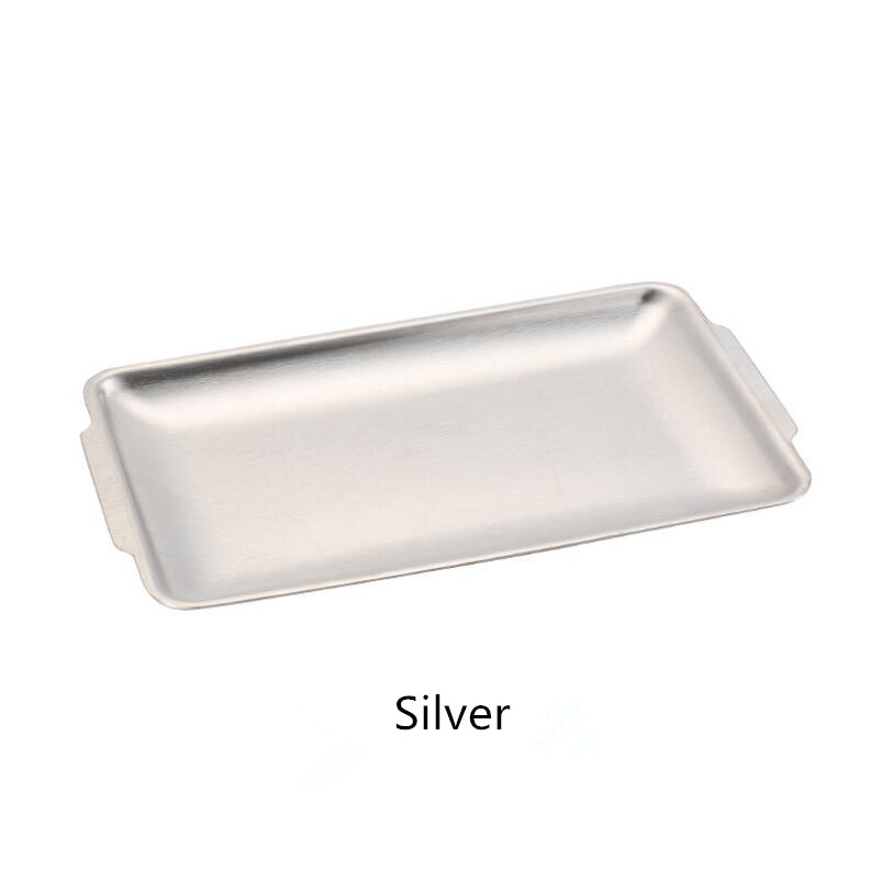 Rectangular Dinner Plate Golden Tray Barbecue Dish Snack Fruit Pan 304 Stainless Steel