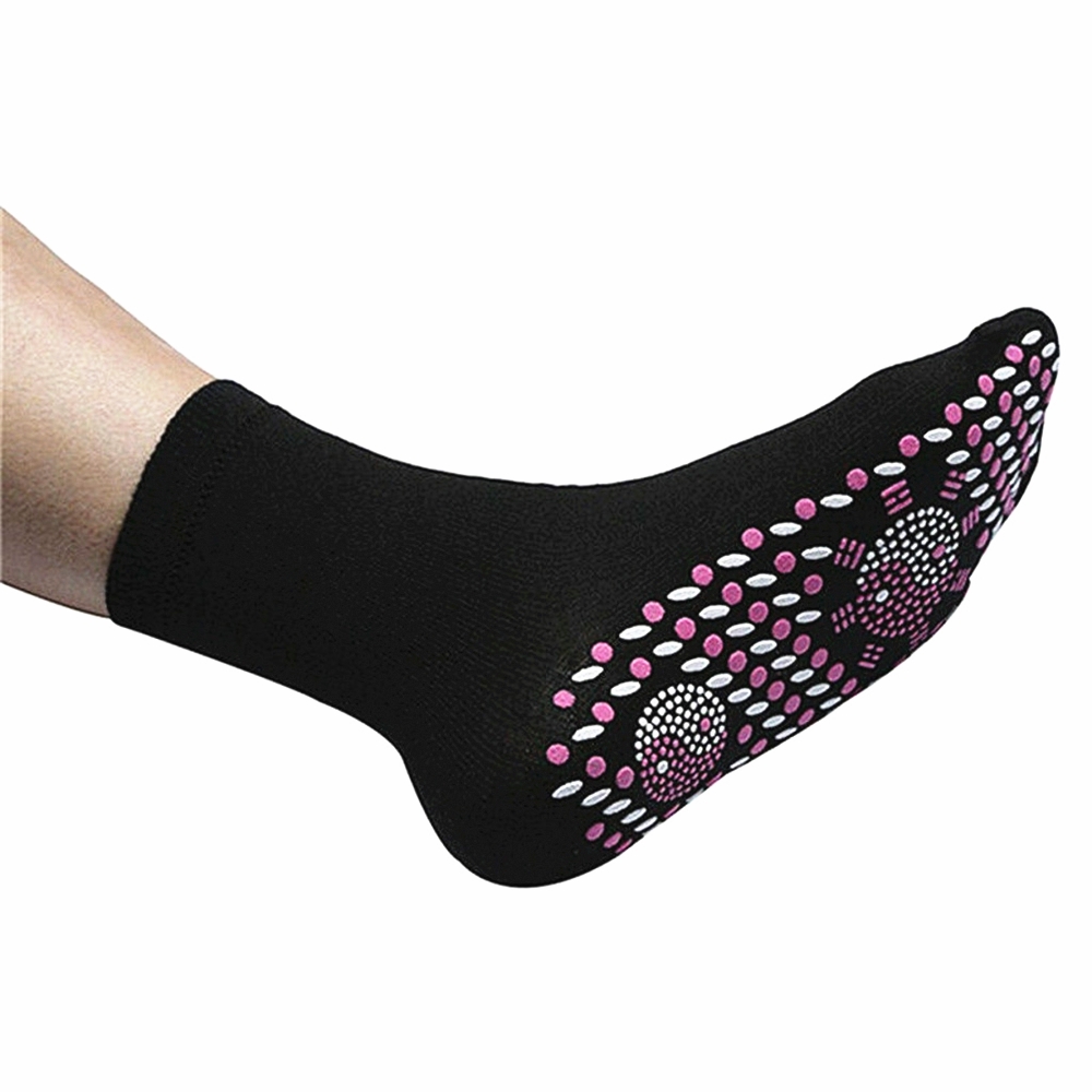 Chaussettes magnétiques auto-chauffantes ski Camping chaussettes auto-chauffantes Tourmaline thérapie magnétique chaussettes de Massage chaudes d'hiver confortables: Black