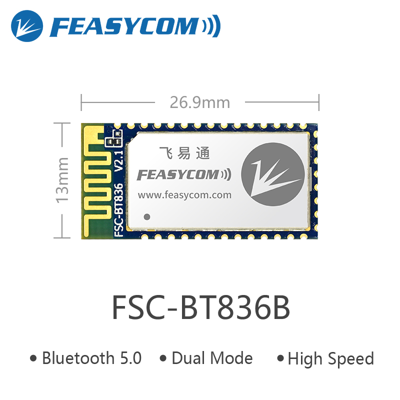 Feasycom High Speed Bluetooth 5.0 Dual Mode Module 2.4 Ghz Br/Edr Ble Draadloze Module Voor Gegevensoverdracht