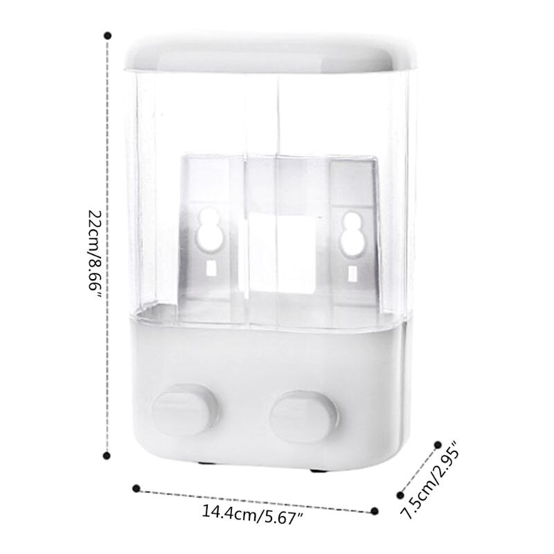 1000ml Bathroom Soap Dispenser Double Slot Wall Mounted Adhesive Shampoo Container Clear Liquid Lotion Storage X4YD