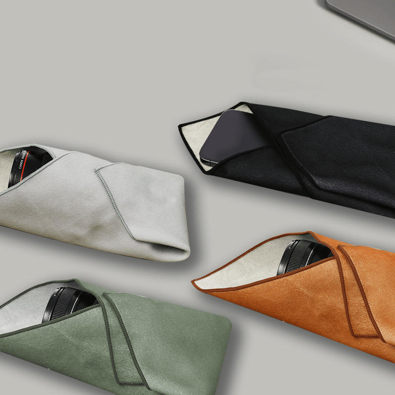 Folding Cloth Self-adhesive Camera Storage Bag Plush Wrapping Cloth Photography Camera Protective Wrap Anti Scratch 30x30cm