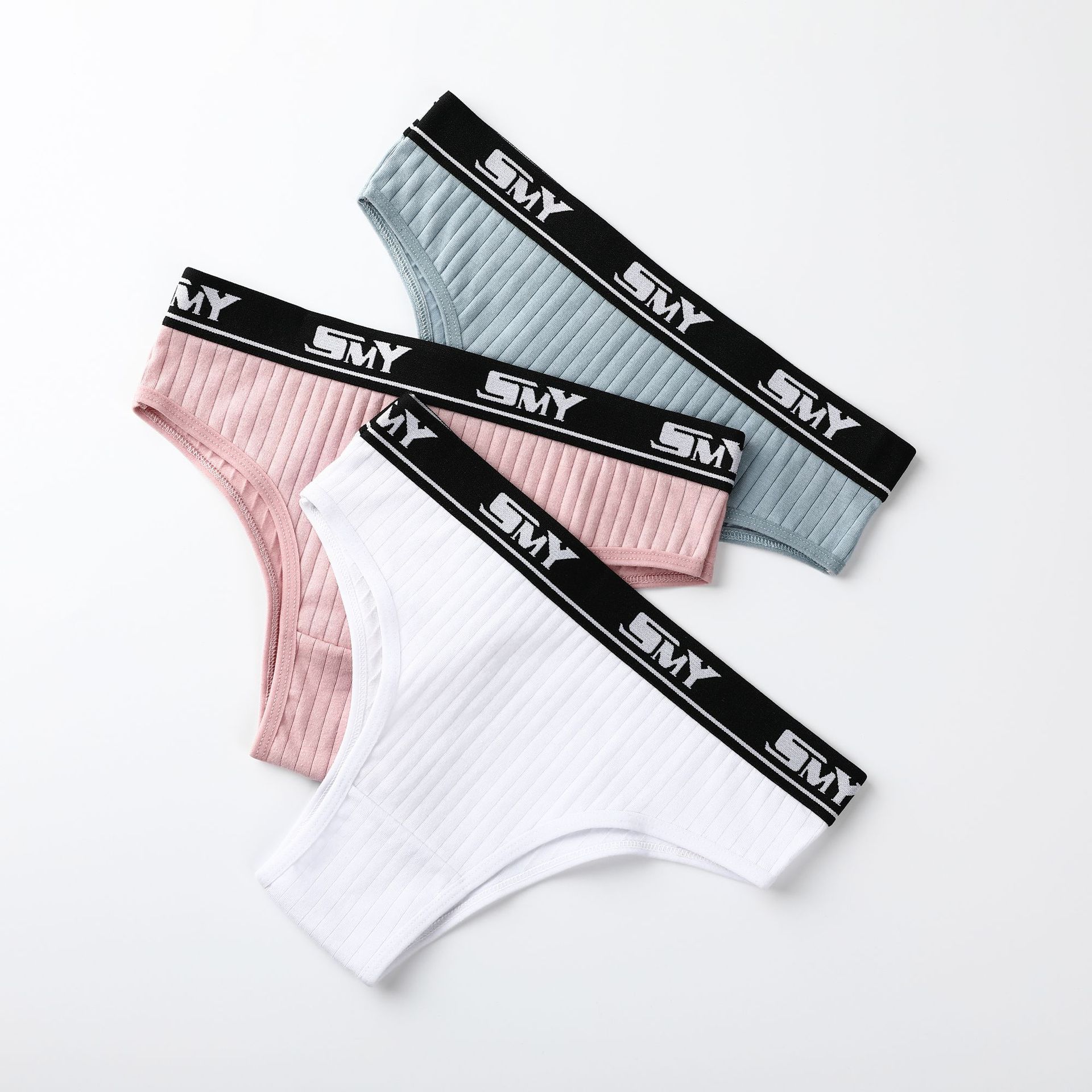 Plus Size Women Panties Solid Color Striped Underwear Letter Wide Belt Lingerie Famale Cotton Crotch Skin-Friendly Sports Thongs