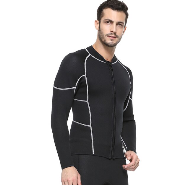 SBART Mannen 3MM Neopreen Wetsuit Tops Heren Zwemmen Surf Shirts Lange Mouwen Winter Warm Snorkelen Duik Wetsuits Jas