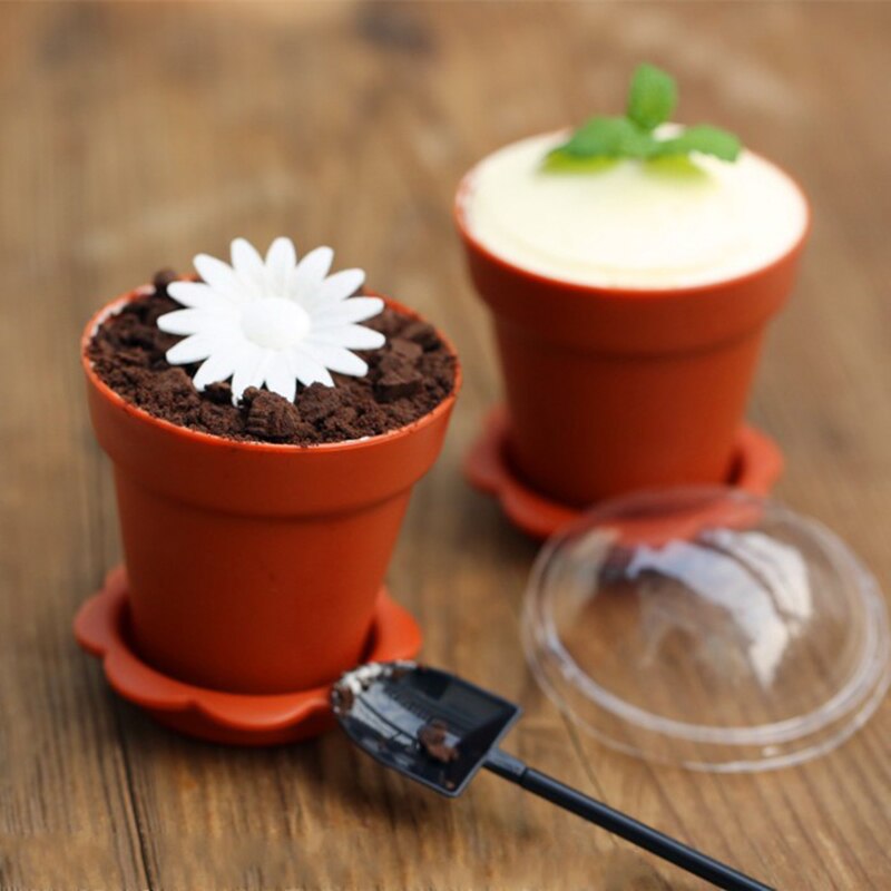 20 st/set blomkruka tårtkoppar med spade lock tiramisu dekor glass dekoration för bröllop barn födelsedagsfest leveranser