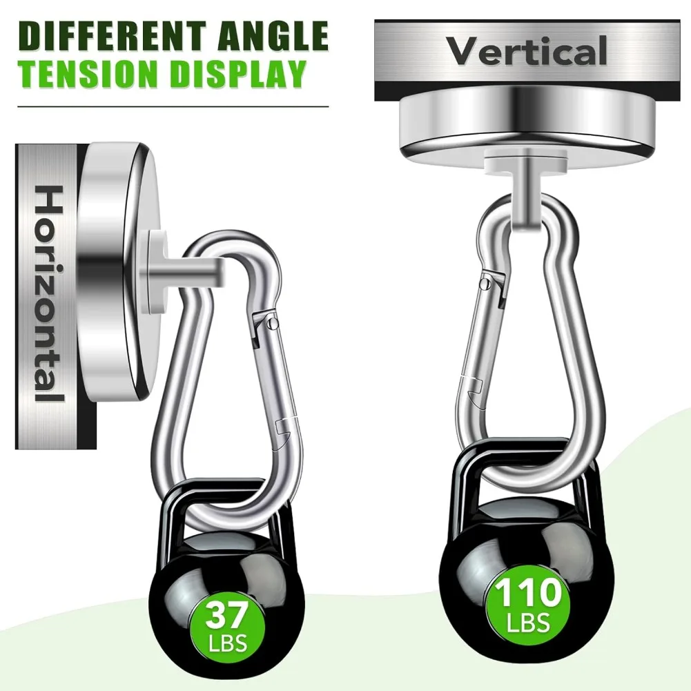 Magnetic Hooks Strong magnets Heavy Duty Neodymium Magnet Hooks With Swivel Carabiner Hook For Refrigerator Magnetic Materials