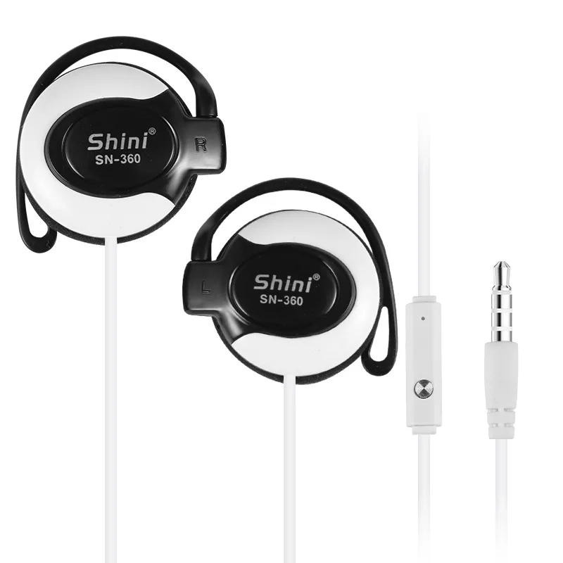 Auriculares universales con gancho para la oreja, cascos con micrófono, sonido HD, graves, música con cable, para teléfono, Pc, Mp3, 3,5 Mm: BLANCO