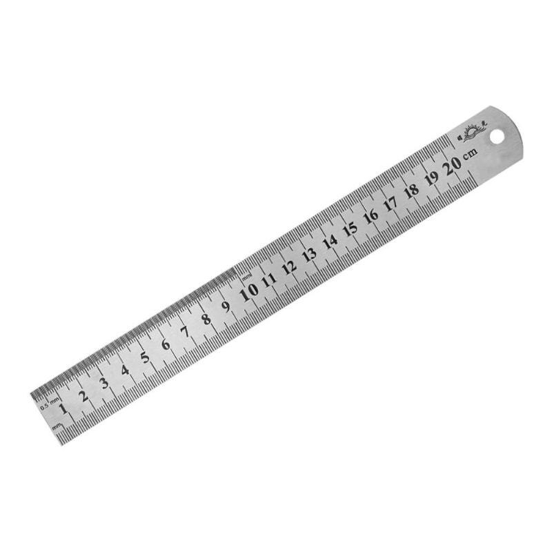 15-50cm Stainless Steel Metal Straight Ruler Precision Double Sided Measuring Tool: 20cm
