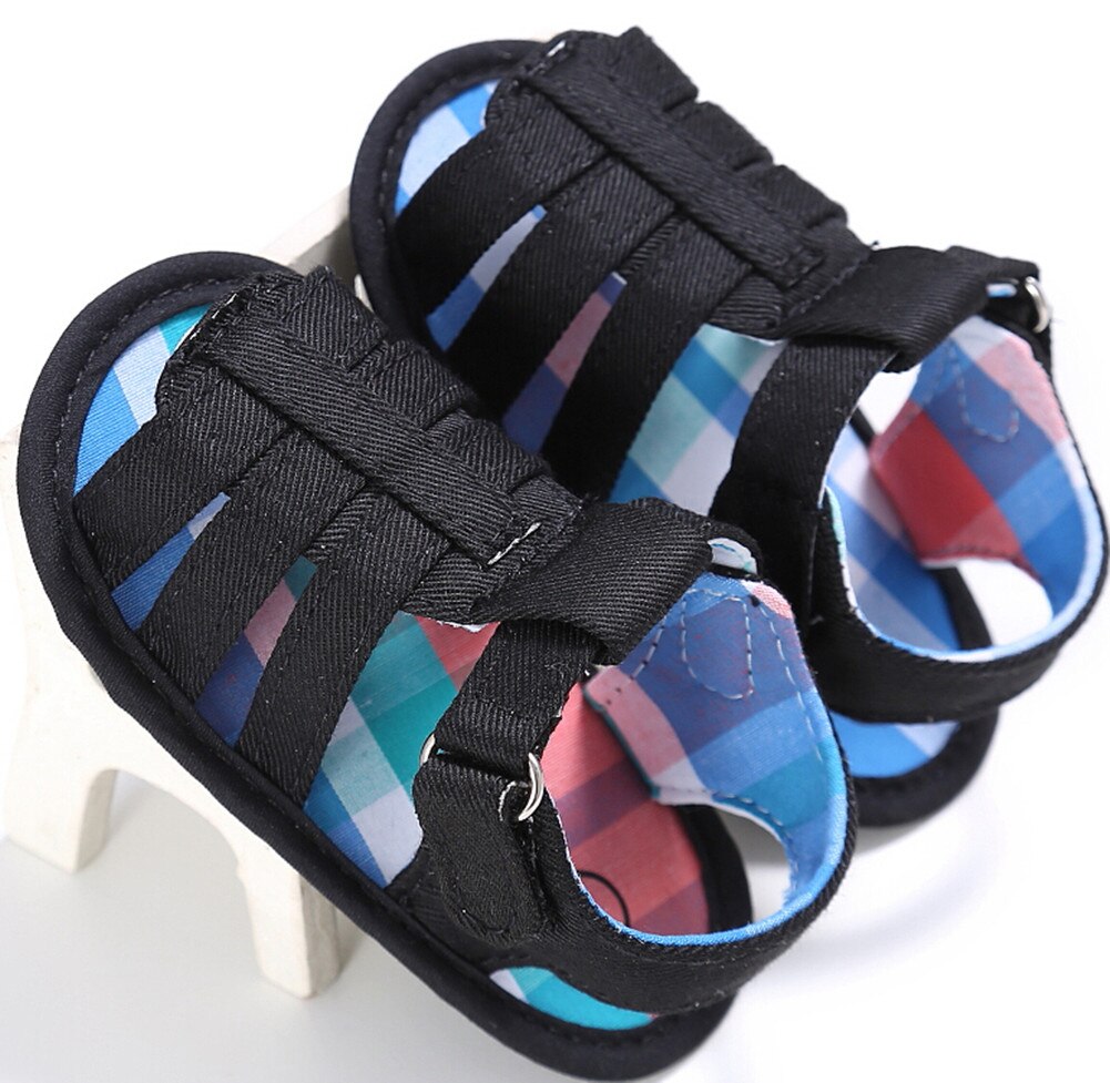 Mode Baby Boy Zachte Sandalen Zomer Sportschoenen Baby Peuter Schoenen Mode Zachte Baby Jongen Schoenen: Black / 7-12 Months