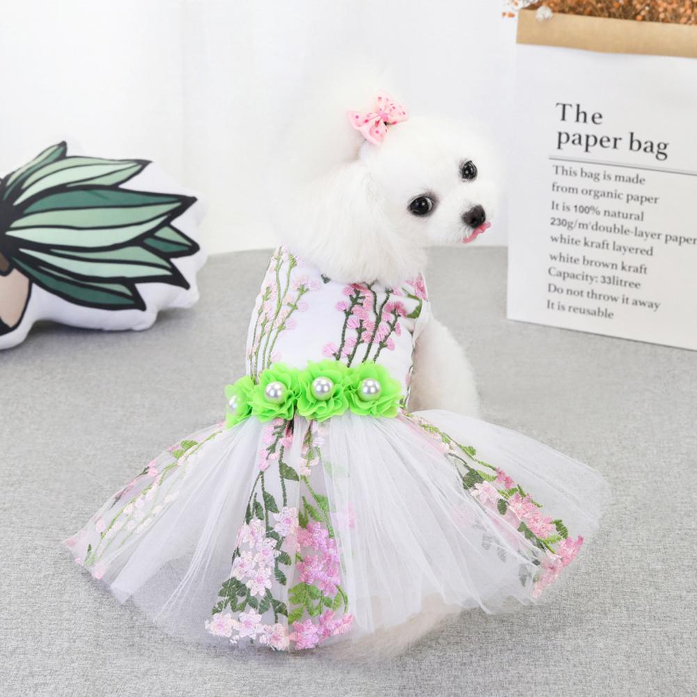 Cute Dog Clothing Nice-looking Universal Dog Skirt Dog Wedding Leafy Flower Clothing for Pomeranian Pet Skirt