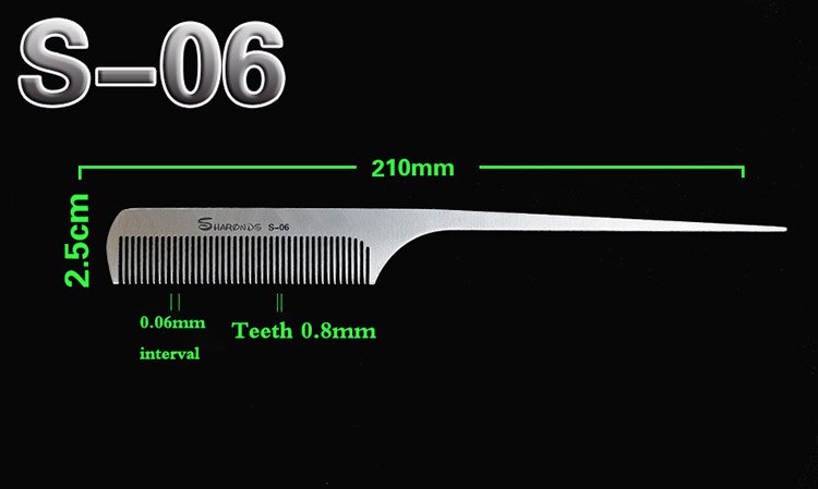 Metal titanium steel comb hair salon set comb strong and rust-free comb Non-slip and wear-resistant: 006