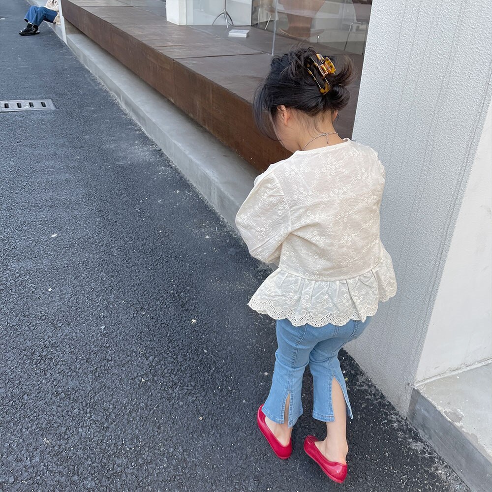 Camicette floreali del cotone dei bambini delle camicette floreali del merletto della manica lunga delle ragazze di nuovo arrivo della primavera 2022