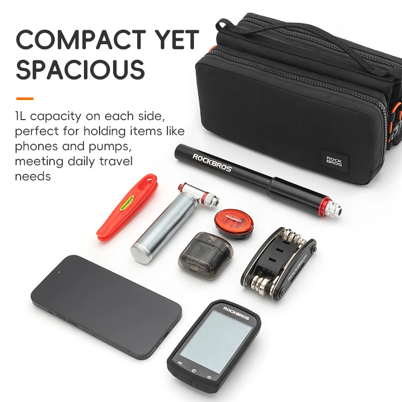 ROCKBROS Bike Bovenbuistas 2L Capaciteit Krasbestendig Road Mountainbike Frametas Fietsen Gereedschapstas Stabiele elastische band
