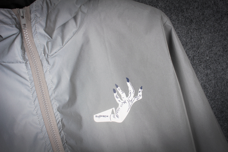 PRIMAVERA/otoño mano flores hombres cortavientos chaqueta reflectante casual hip hop harajuku streetwear noche brillante Abrigo con capucha
