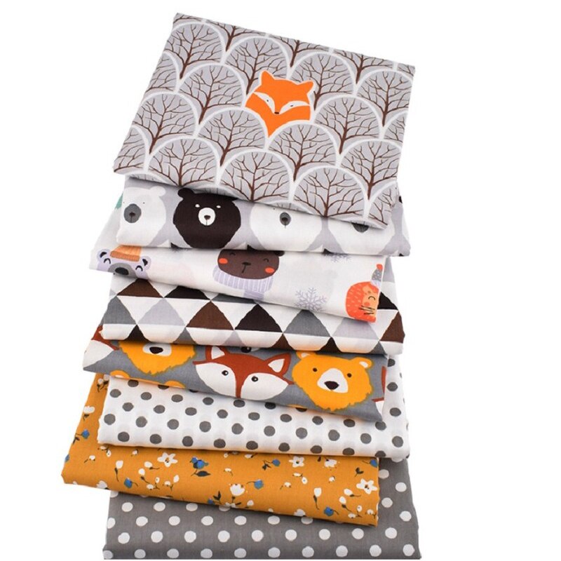 Katoen Twill Cartoon Gedrukt Stof Diy Handgemaakte Ban Stof Set Van 8 Katoen Cartoon Bedrukte Stoffen