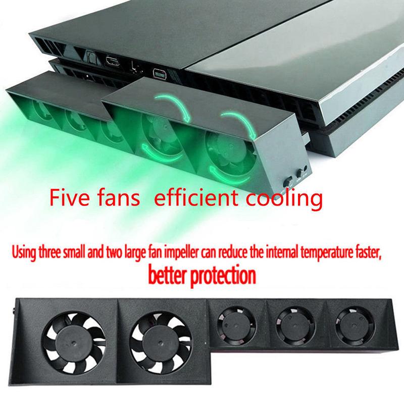 Cooling Fan For PS4 Console Cooler for PS4 USB External 5-Fan Super Turbo Temperature Control For Playstation 4 PS4 accessories