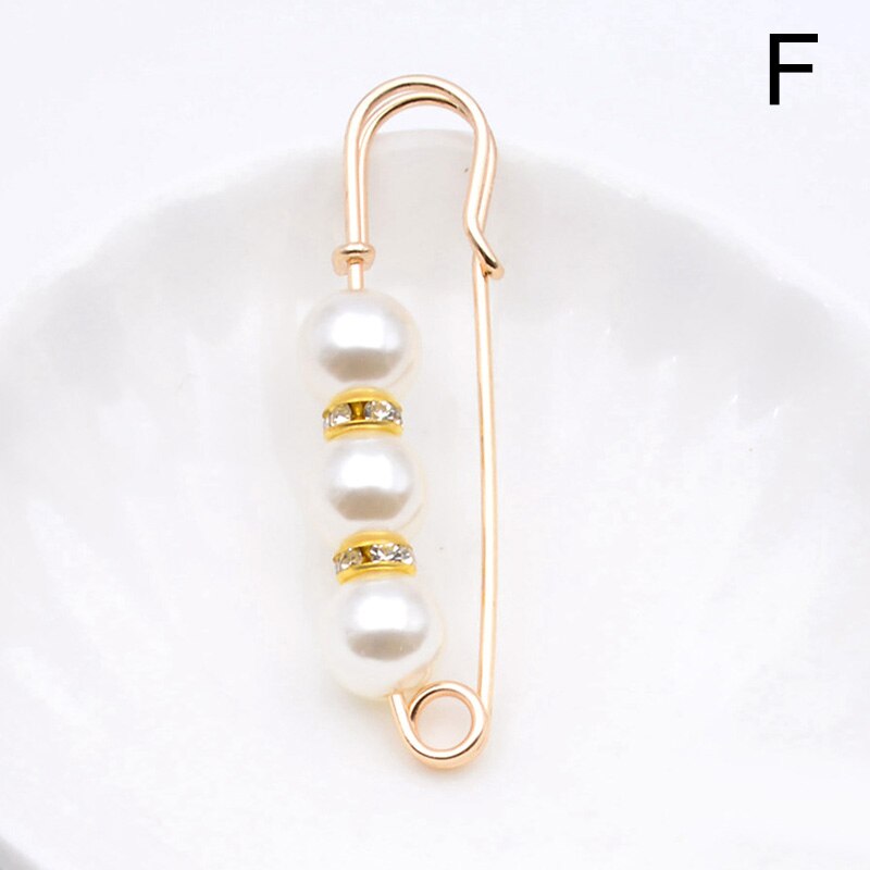 Grote Grote Kralen Veiligheidsspelden Gesimuleerde Pearl Rhinestone Broche Metalen Pin Gesp Voor Vrouwen Meisjes Sjaal Jas Zak Jurk Sieraden: F