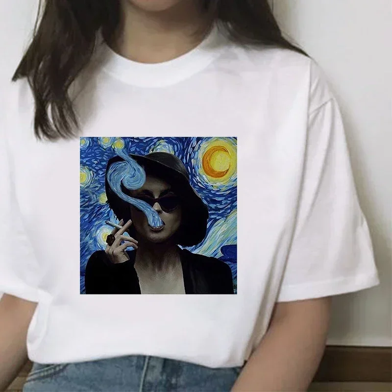 Zonnebloem Bedrukte T-Shirt Van Gogh Art T-Shirts Mode Vrouwen Tops Tee Harajuku T-Shirts Dames T-Shirt Kleding Camiseta Feminina