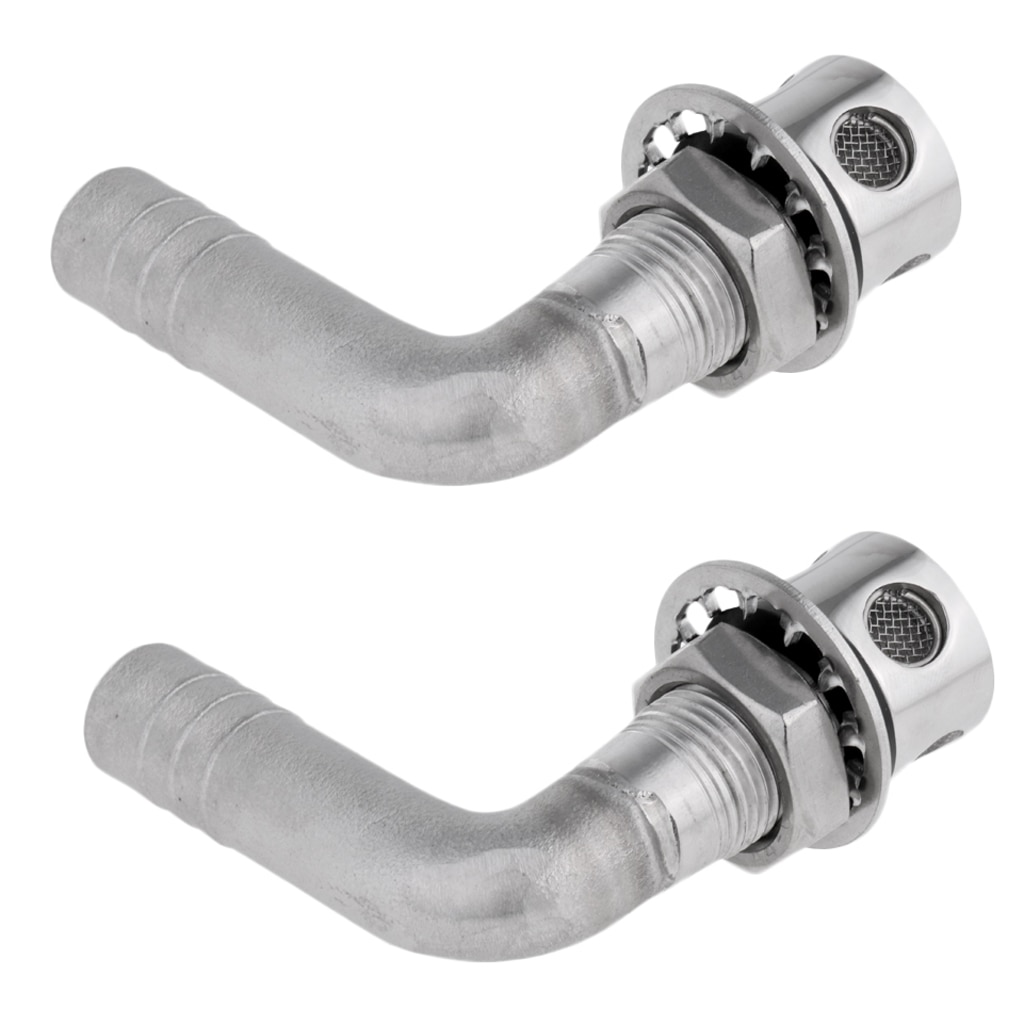 2x Universal Boat Fuel Gas Tank Vent, 90 Degree 316 Stainless Steel Flush Mount Oil Water Vent for 1/2 to 3/5 inch Tubing
