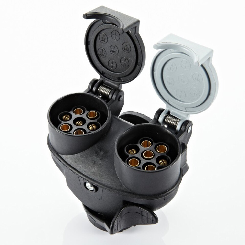 1Pc 7-Pin Trailer Plug Plastic Durable Utility Tow Bar Connector Adaptor For Outdoor Car Tow Truck RV Truck