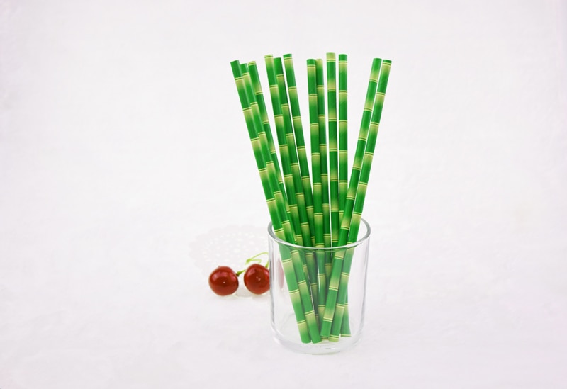 50 stuks/partij papieren rietjes, bamboe print tiki papieren rietjes, hawaiiaanse jungle luau gekleurde patroon weckpot rietjes bulk kerst