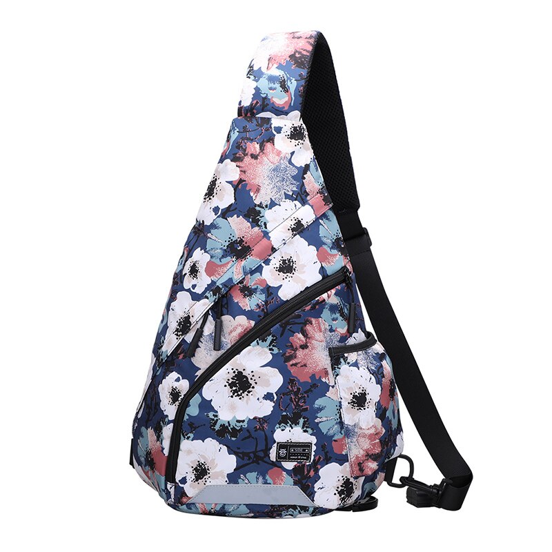Senkey nova moda estilingue bolsa de ombro à prova dwaterproof água saco crossbody para mulheres saco peito viagem menina grande capacidade pacote peito feminino: Flowers