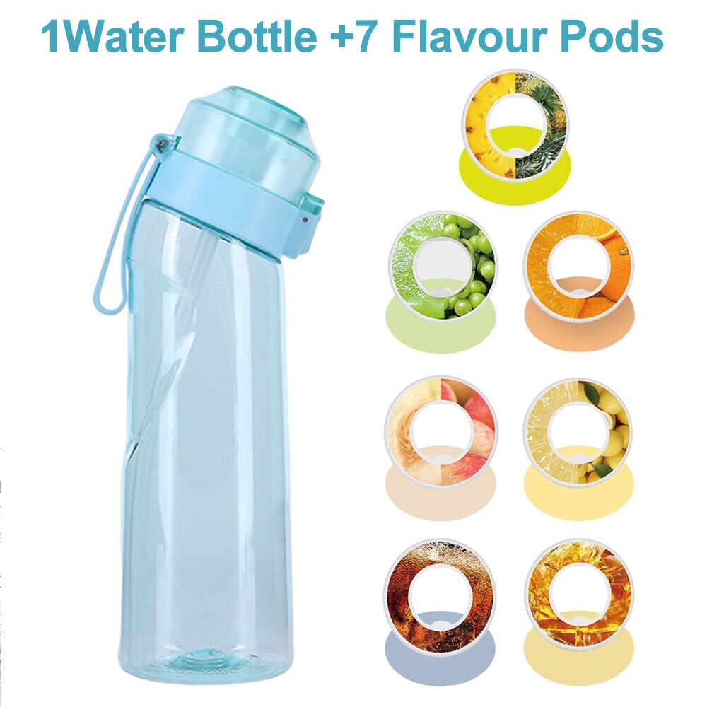 Aromatisierte Wasser flasche 650ml Sport alr hoch Trink flasche 7 Frucht duft kapseln Wasser becher für draussen-Camping Fitness: dunkel khaki