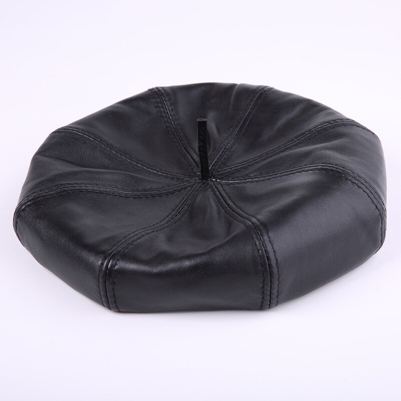 women Warm Detective Hats Painter Caps Fall Winter Octagonal Hat PU Leather Caps