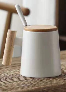 Taza sencilla de cerámica nórdica para el hogar, vaso de agua para café, práctico con tapa: 6