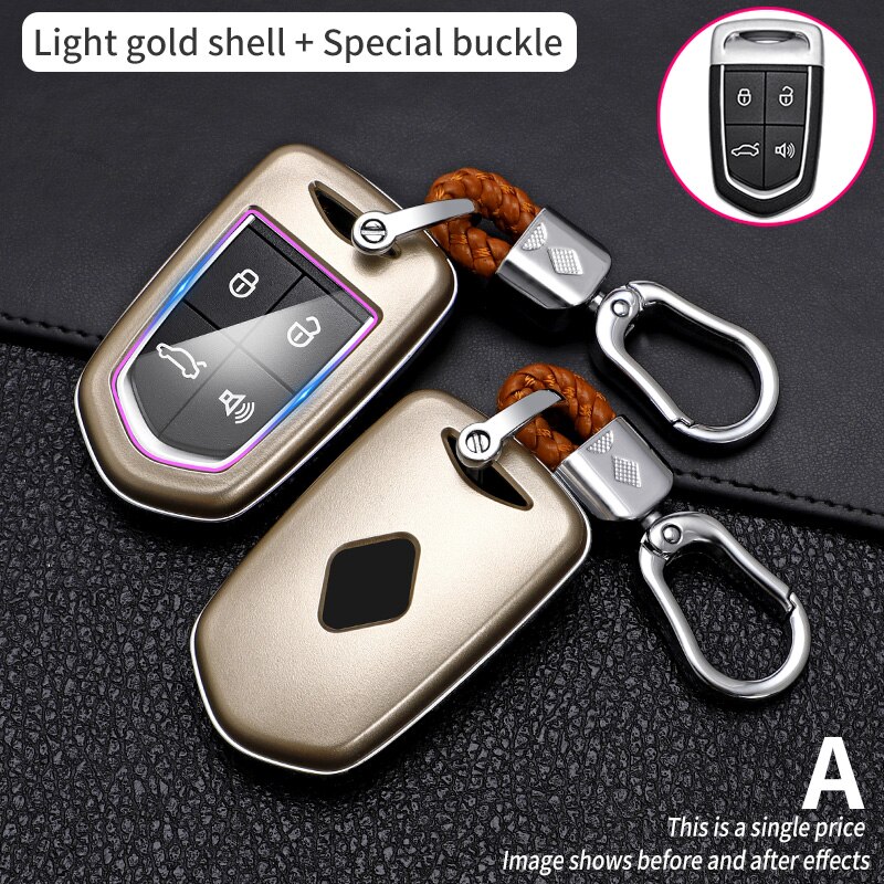 Autosleutelhoes met koolstofvezelpatroon voor borgward  bx5 bx7 slimme afstandsbediening, sleutelbeschermer, autoaccessoires, sleutelhanger: Goud 2