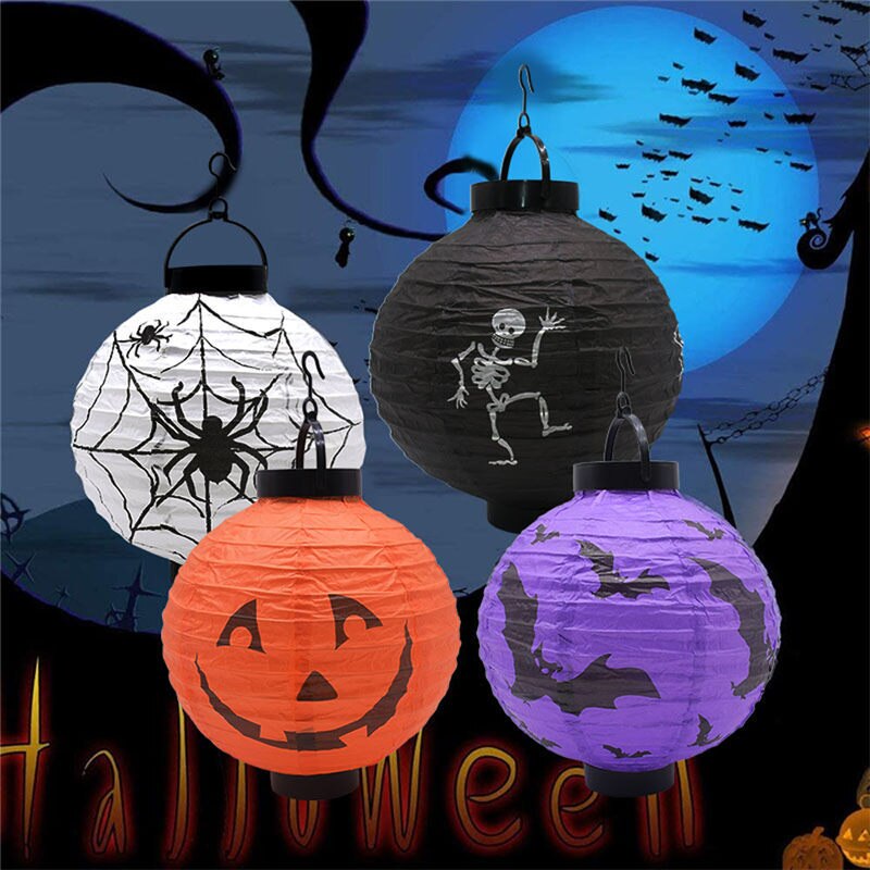 1PC Halloween Pumpkin Round Chinese Paper Lantern Party Decor Craft DIY Hanging Lantern Ball Party Scary Supplies U3
