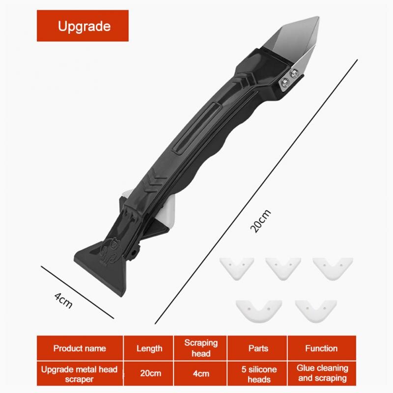 Espátula selladora de silicona para ventanas, espátula de pegamento de Vidrio Metálico, raspador de cemento, herramienta de eliminación, herramientas manuales 3 en 1: 03