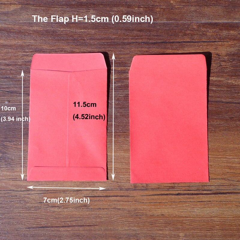 20pcs Red Retro Blank Paper Envelopes Invitation Envelope Card Stationery for Party Favor Paper Bag 7x10cm+1.5cm
