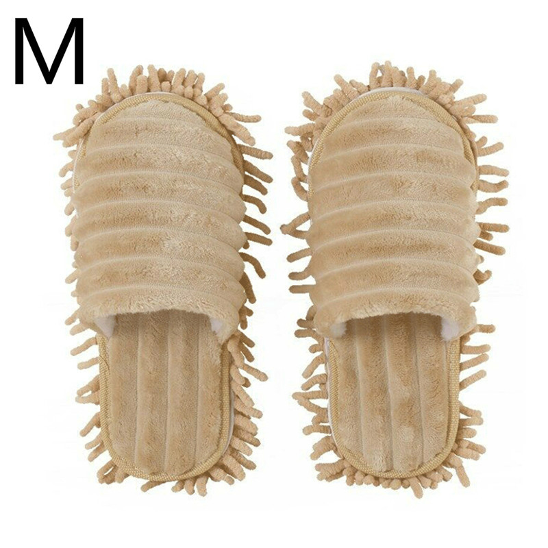 1 par de zapatillas de suelo para limpieza de pies, zapatillas mopa para casa perezosa, chanclas para el hogar, herramientas de limpieza: Beige M
