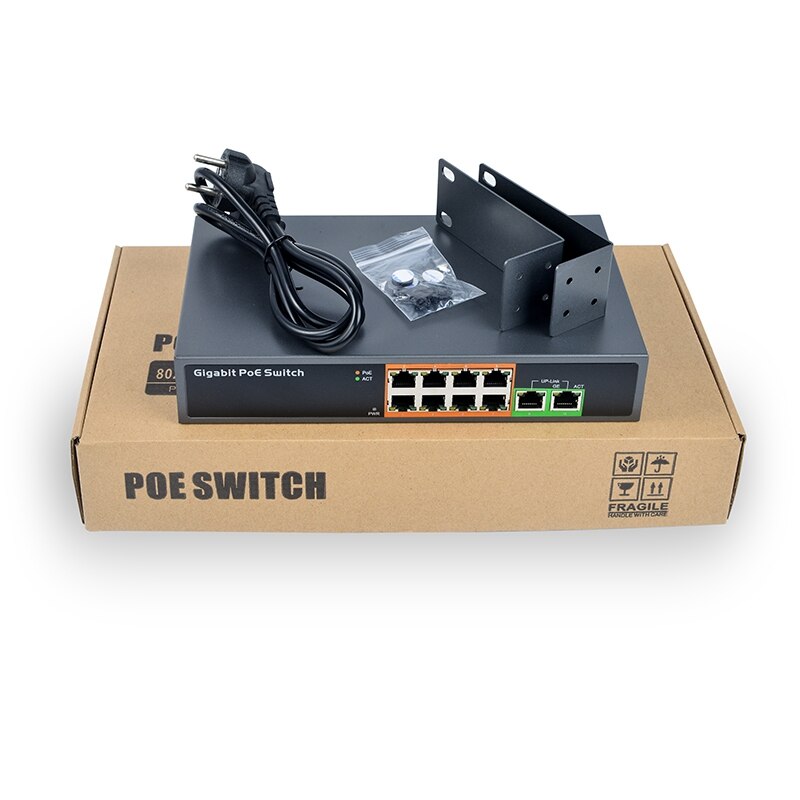 PSE1008G 8 + 2 Tutti I Gigabit Poe Interruttore di Alimentazione 150W IEEE802.3Af/A di Rete Poe Switch Ethernet (UE spina)