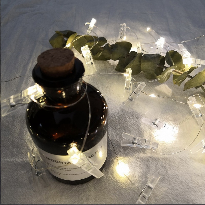 2m/5m/10m gør-det-selv fotoramme fotoklip led lys dekoration udendørs fest bryllup lys led streng bryllup belysning