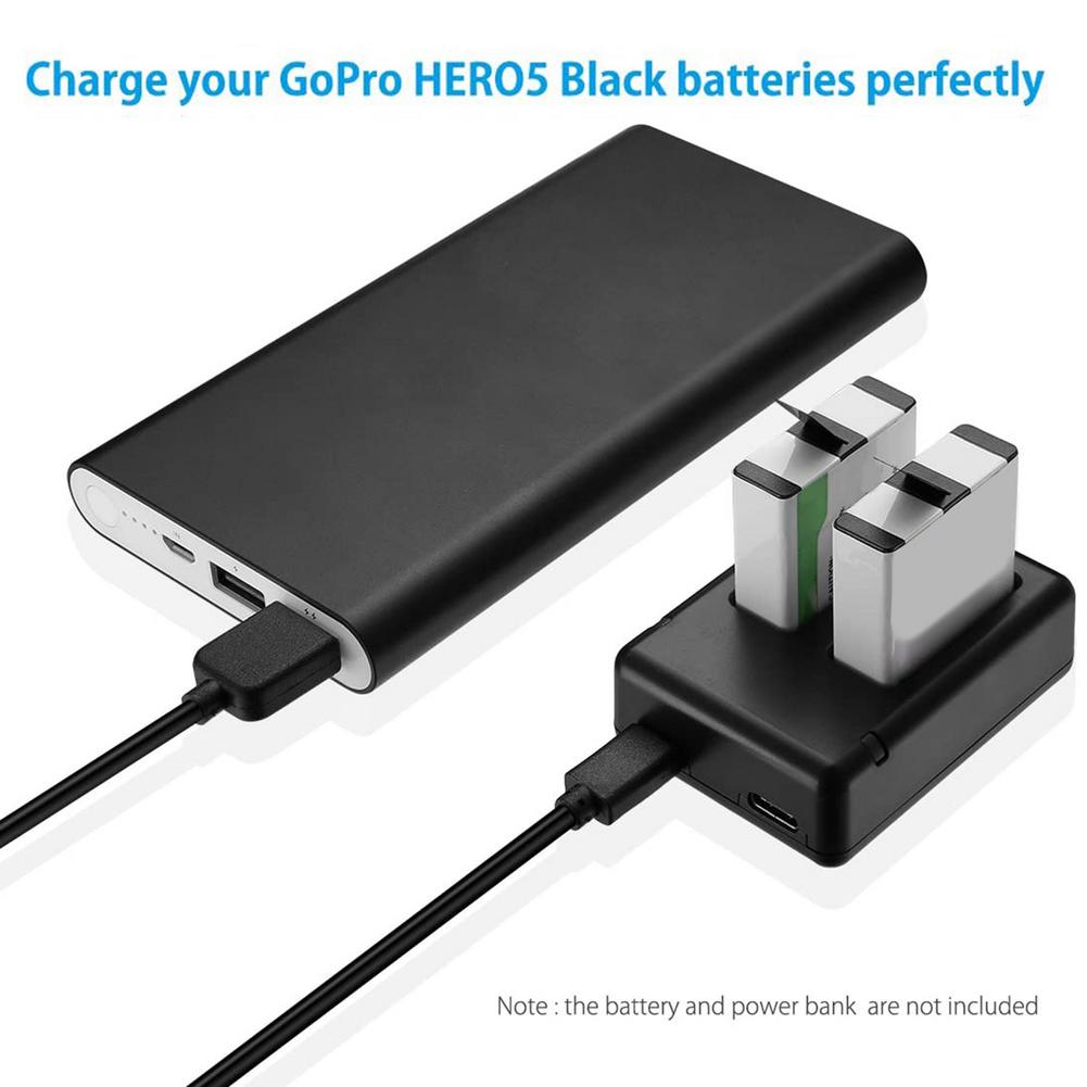 Chargeur de batterie 2 voies pour GoPro HERO 9 noir avec câble de