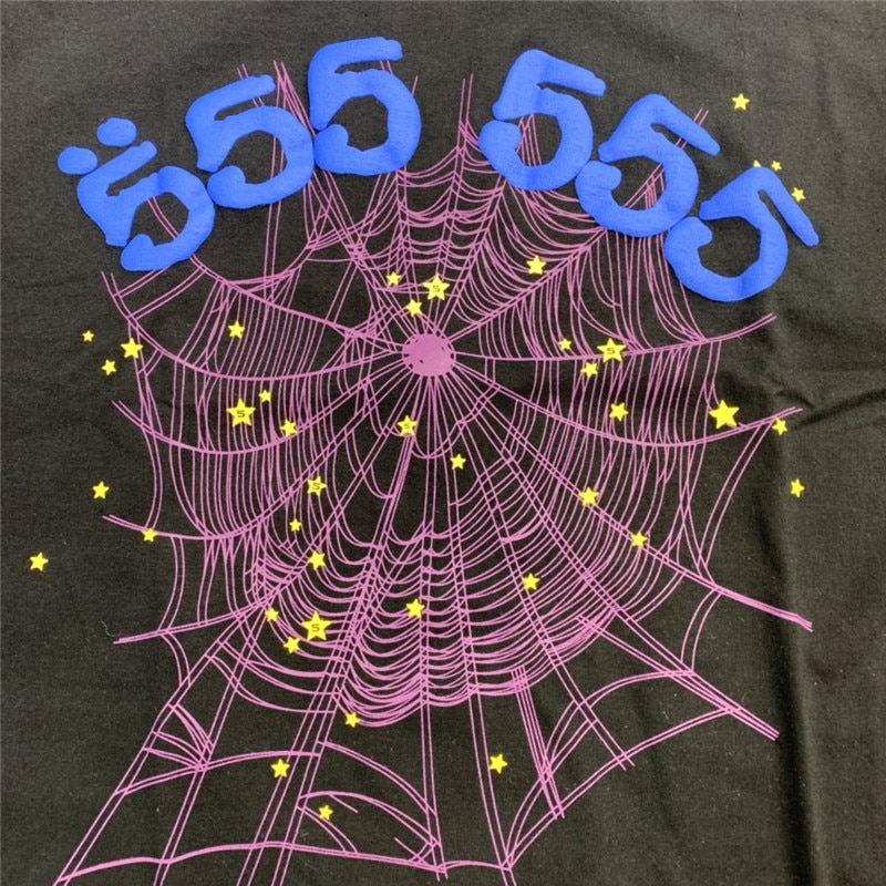 Skummende tryk  sp5 der 555555 engel nummer t-shirt mænd kvinder 1:1 spindelvæv mønster t-shirt top t-shirts