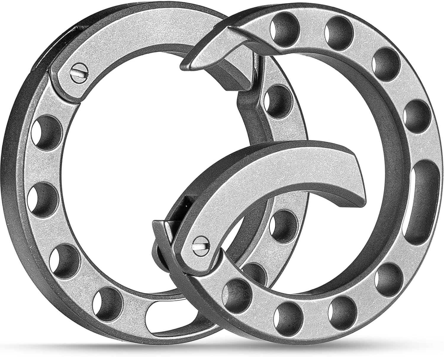 Tytanowy okrągły brelok do kluczy z karabińczykiem, szybkozłączka do brata, breloczek do kluczy z kółkami na klucze: 2 sztuk