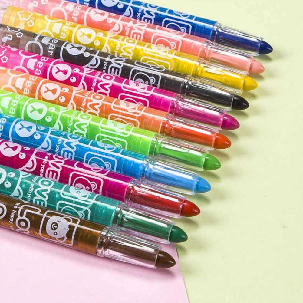 Crayon de Pastel à huile soluble dans l'eau, 12/18/24 couleurs, Crayon rotatif, peinture pour enfants, stylos Graffiti, fournitures d'art