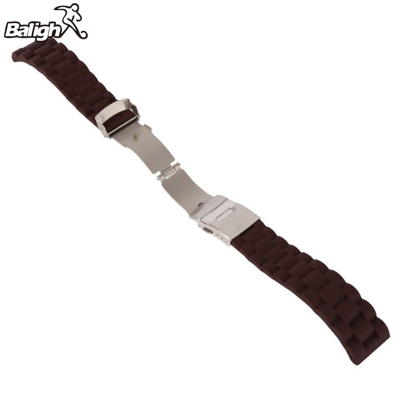 /Est/homme Silicone caoutchouc montre bracelet de montre bracelet étanche avec déploiement fermoir rouge Orange bleu café