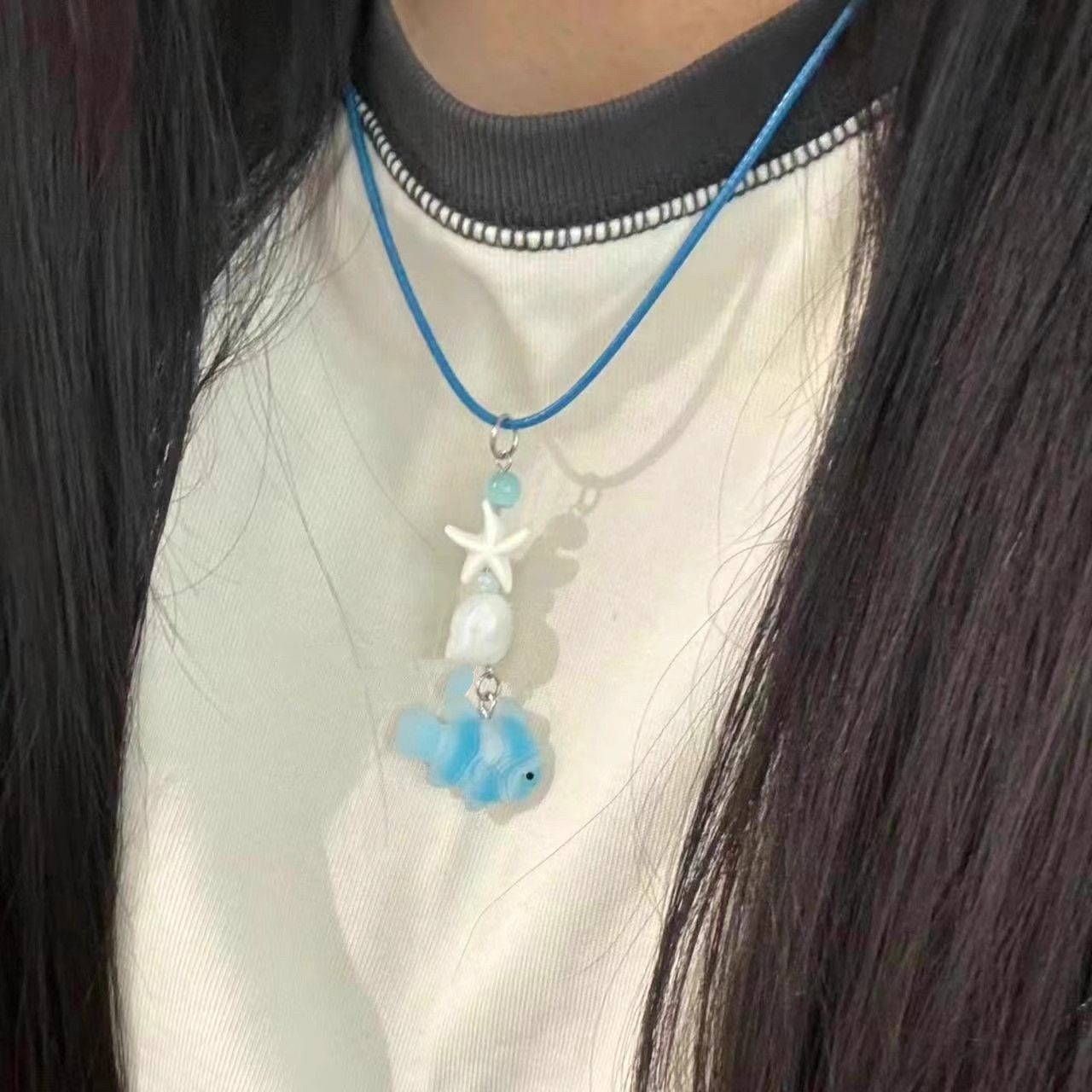 Kpop Boho Śliczny Kolorowy Pomidor Gwiazda Serce Ryba Wisiorek Naszyjnik Koralik Dla Kobiet Estetyczna Biżuteria Y2K Charm Biżuteria EMO Scena Akcesoria