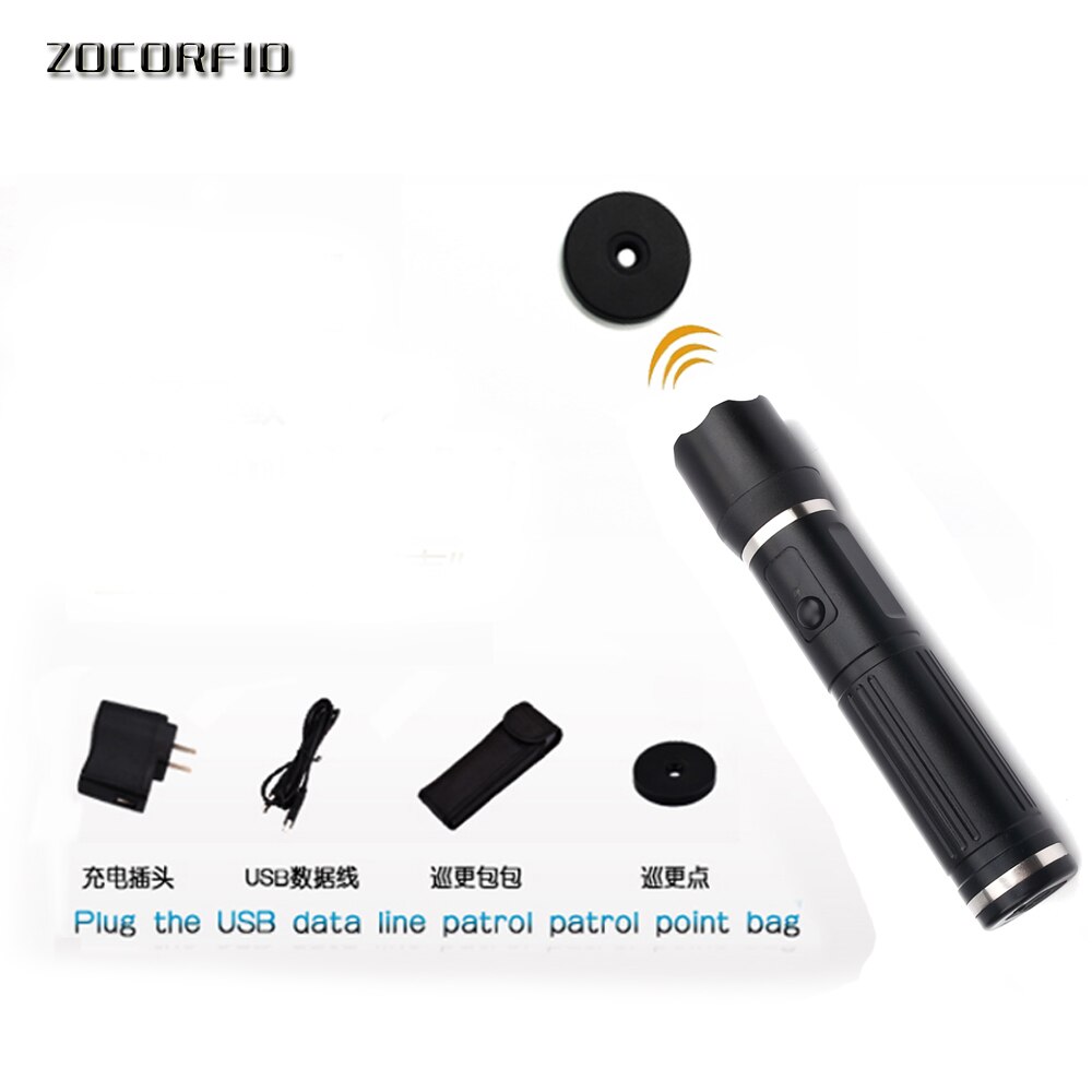 125KHZ RFID Flash light Waterpfoof USB2.0 Rfid Guard Tour Patrol System Free 10 Guard Tour Checkpoints 2 Staff Tag